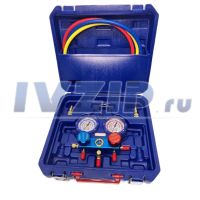 Коллектор двухвентильный WK-P3602S в кейсе со шлангами 90см 1/4 (R-134,R-22,R-404,R-410)